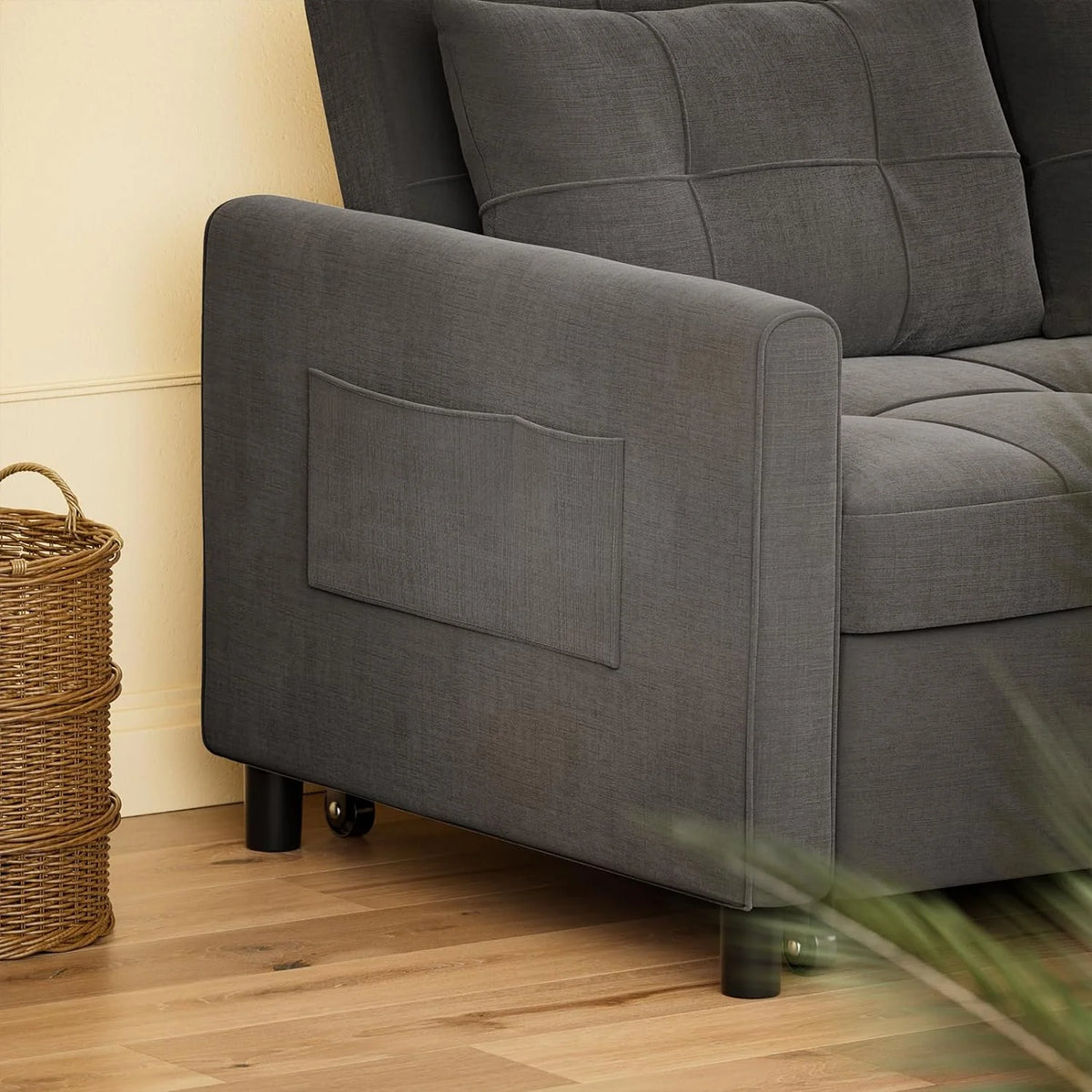 Dark Gray Convertible Sleeper Sofa Bed Z181260