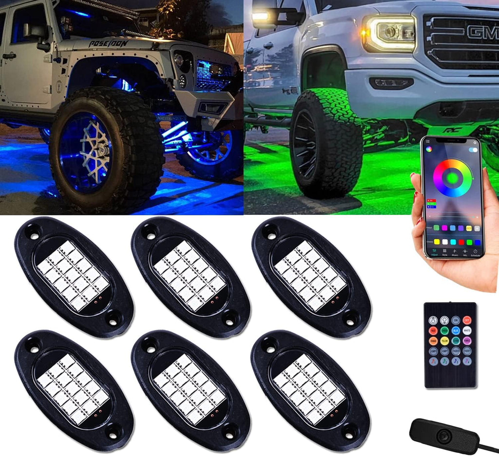 RGB LED Rock Lights Kit 10 Pods Multicolor Pack of 2 Y1948