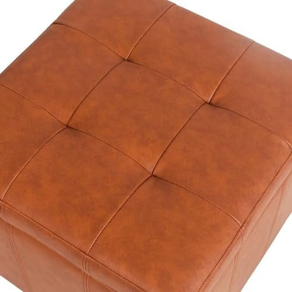 Square PU Leather Tufted Cube Ottoman Z100449