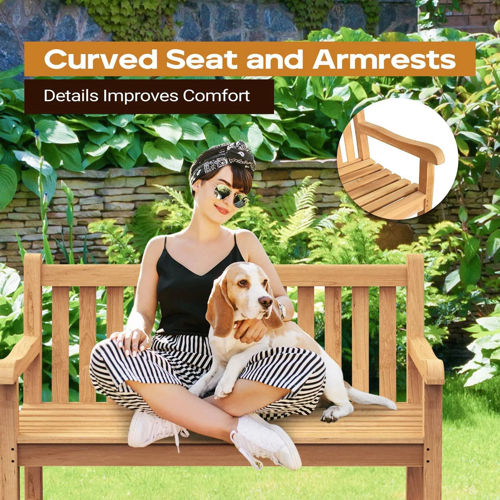 Teak Wooden Outdoor Garden Bench with Armrest B678