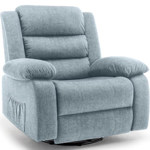 Beige Oversized Swivel Rocking Recliner Chair with Massage and Heat F5395