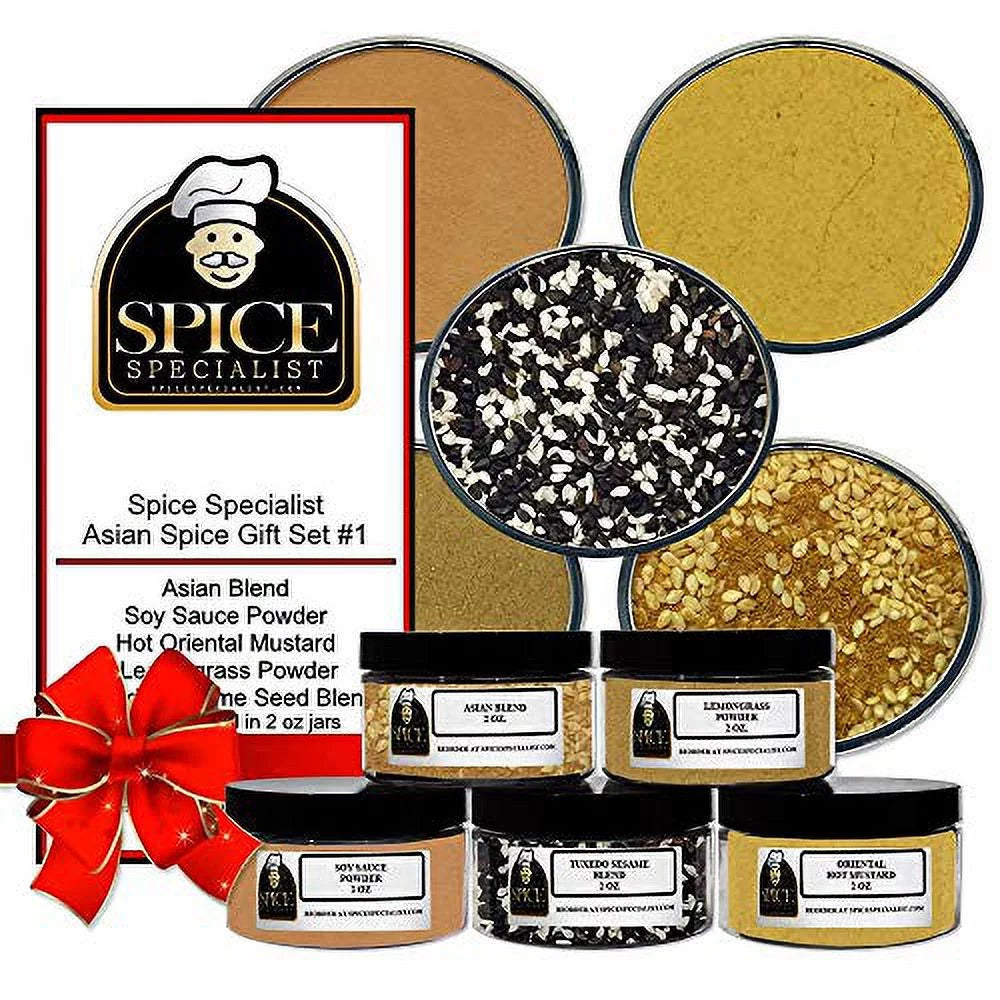 Asian Cuisine Gift Set with 5 Plastic Jars I876