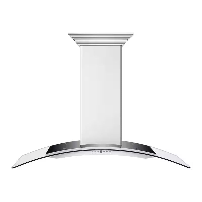 48 in. 400 CFM Ducted Wall Mount Range Hood in Stainless Steel & Glass I446575