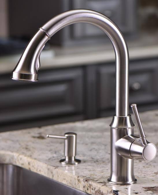 Steel Optik 2-Spray HighArc Pull-Down Kitchen Faucet W496