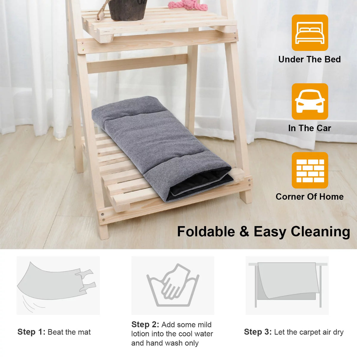 Fleece Dog Bed Mat Reversible Water Resistant Cushion Pad W293