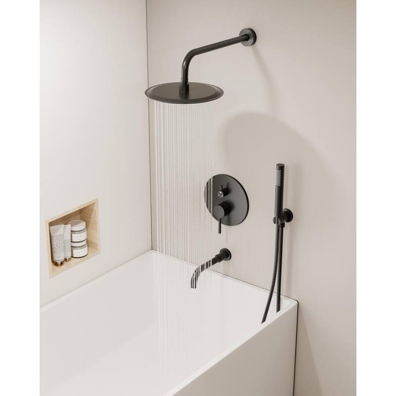 10 in. Wall Mount Shower Head and Tub Faucet 2.5 GPM Matte Black X899