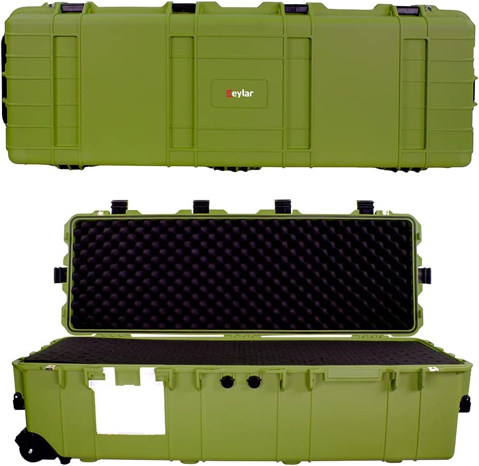Heavy Transport Roller Rifle Hard Case with Foam, Waterproof & Crushproof, Three Rifle Capacity I207