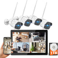 1080P Wireless Security Camera System with 1TB Hard Drive & 12 Monitor, 8CH NVR, 4pcs 2.0MP Outdoor IP Cameras T1854