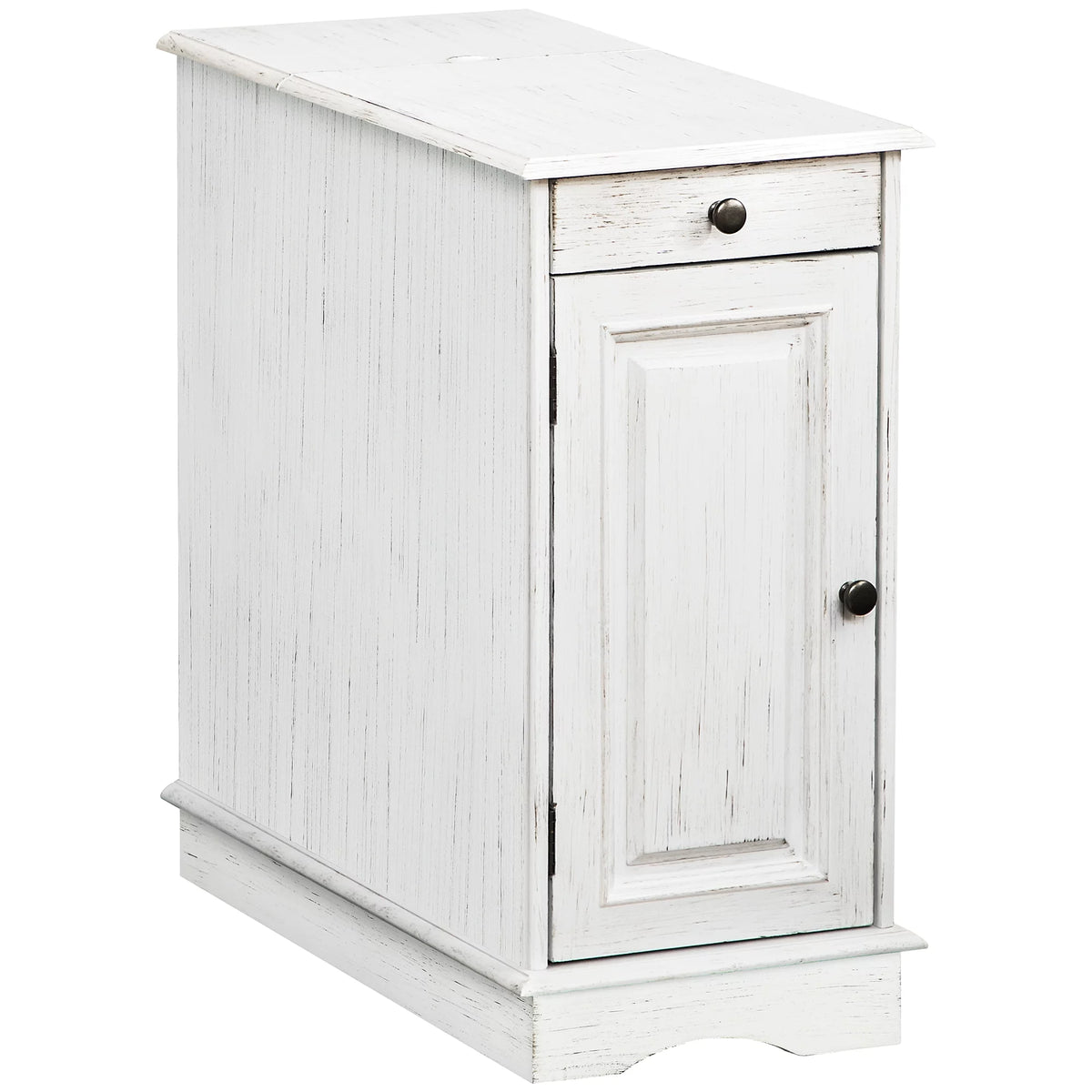 White Side Table with Drawer and Cabinet X340