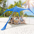 11.5x10 FT Pop Up Beach Tent Sun Shelter 8-10 Persons UPF 50+ Windproof Water Assistant Lycra Fabric 4 Pole Dark Blue W63214