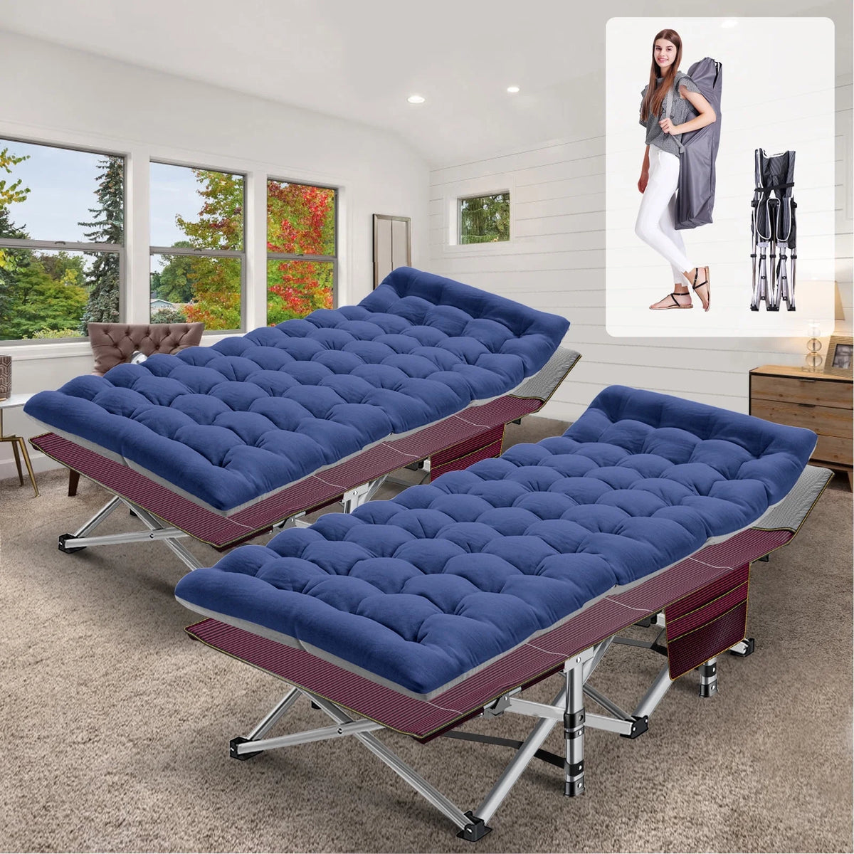 Folding Cot with 3.3 Inch Mattress and Carry Bag E156811