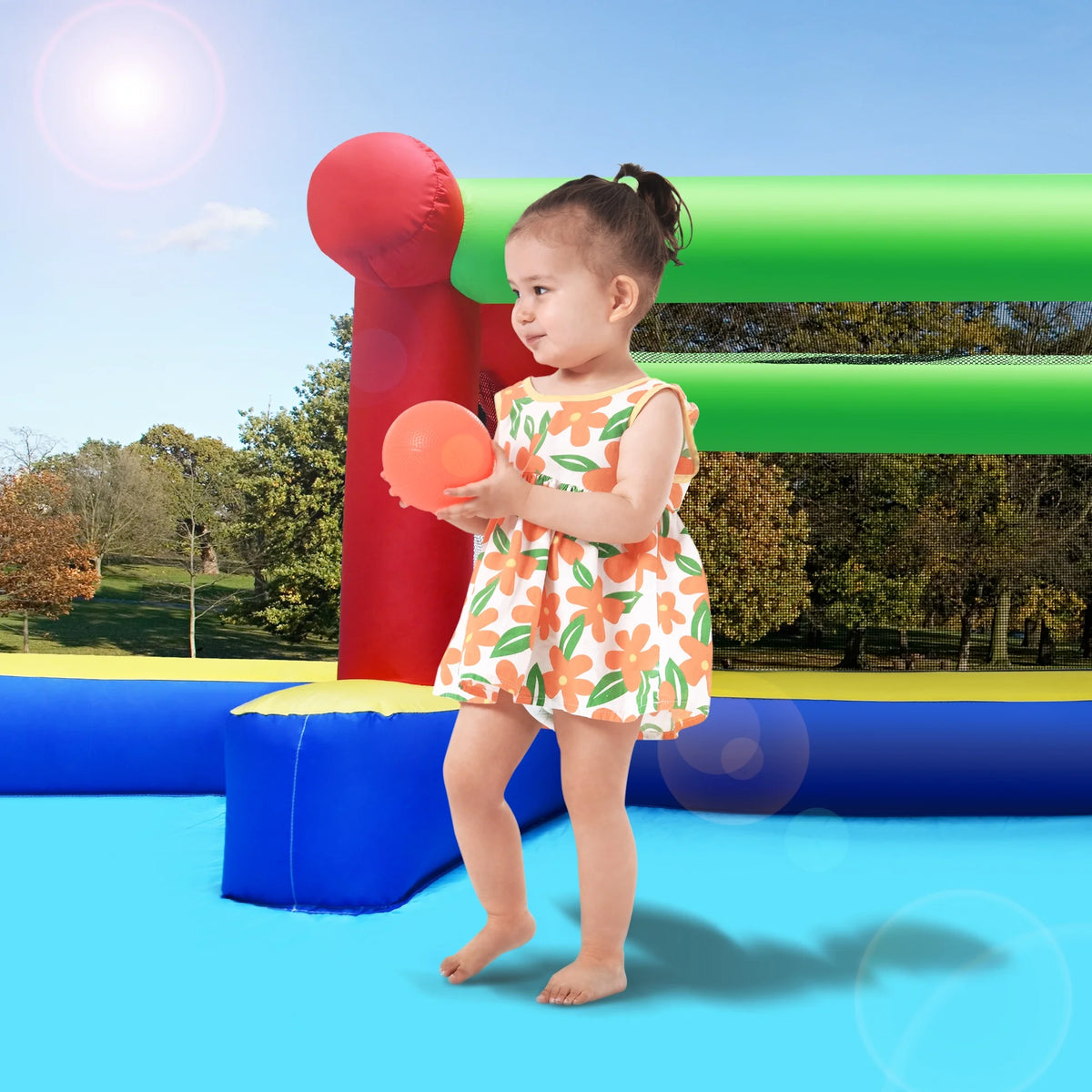 Inflatable Water Slide Park with Climbing Wall and Splash Pool J83728