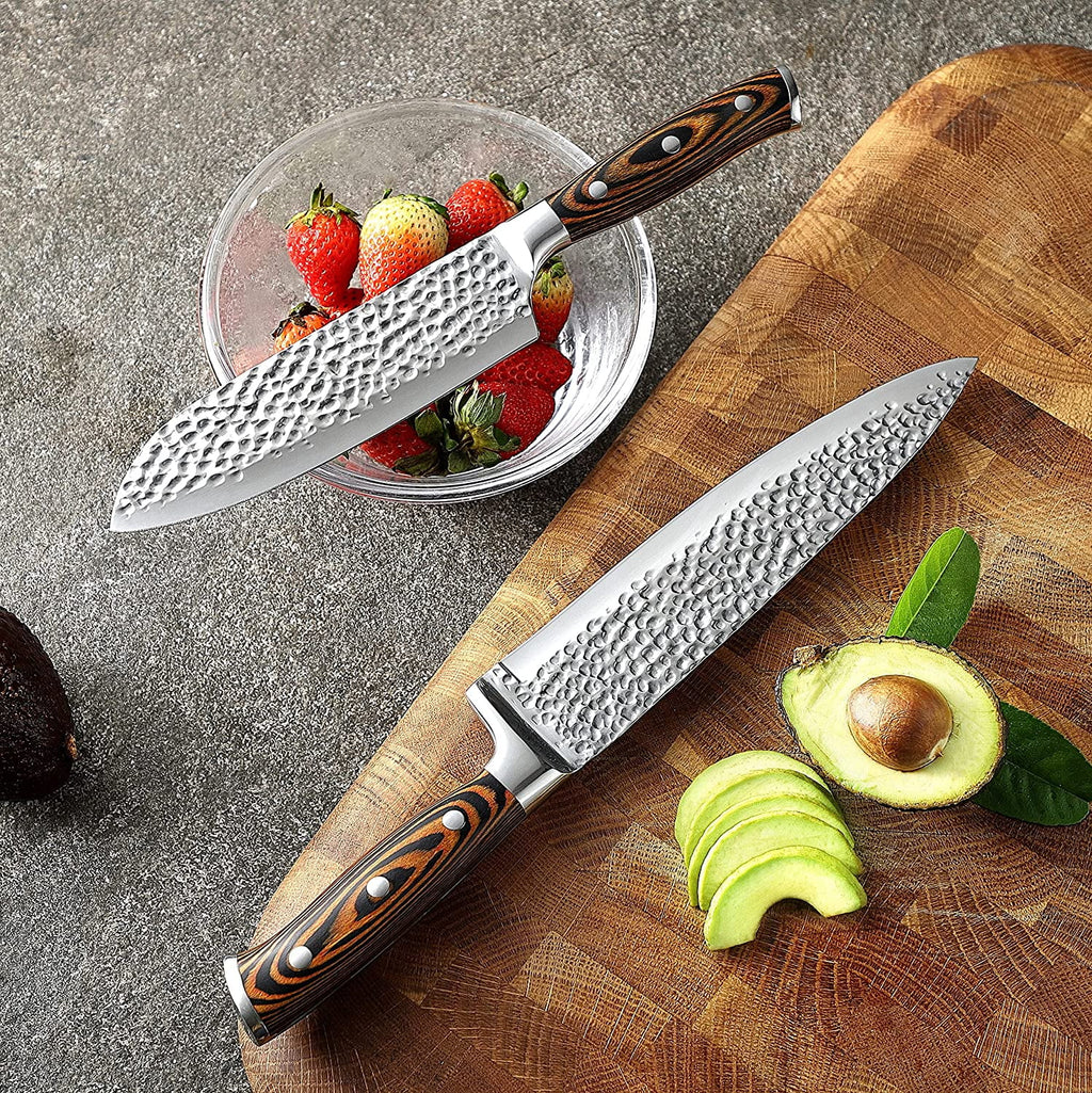 15-Piece Stainless Steel Knife Block Set with Built-in Sharpener I8106
