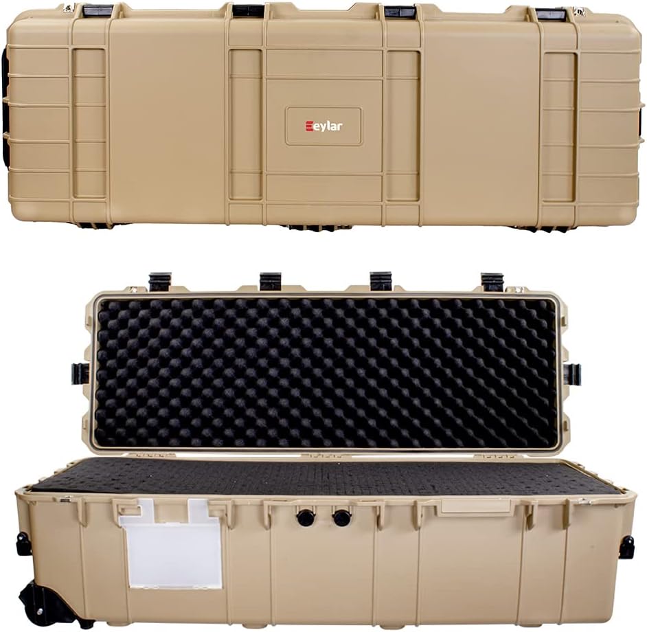 Heavy Transport Roller Rifle Hard Case with Foam, Waterproof & Crushproof, Three Rifle Capacity I207