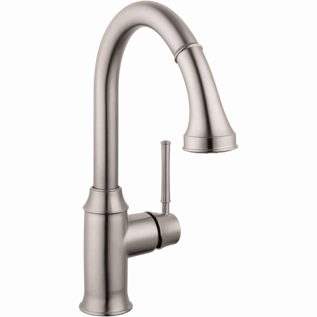 Steel Optik 2-Spray HighArc Pull-Down Kitchen Faucet W496