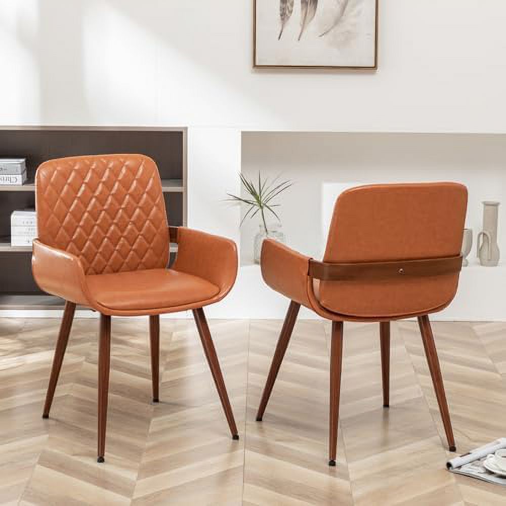Beige Fabric Bentwood Frame Dining Chairs Set of 2 with Armrest Y146816