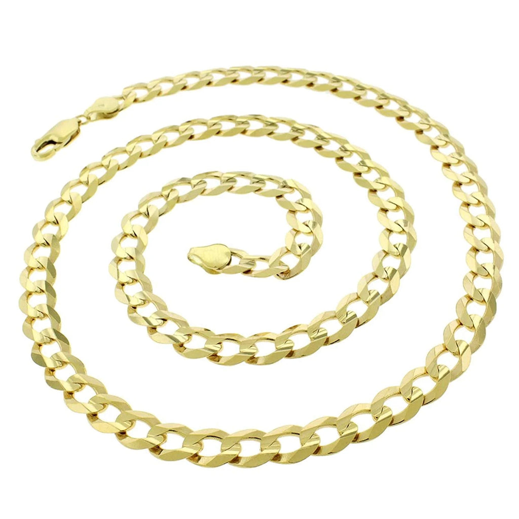 14K Yellow Gold 8MM Solid Cuban Curb Link Chain Necklaces Z145