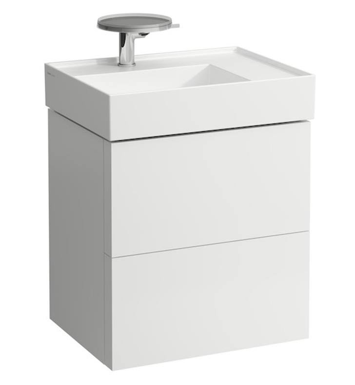Matte White Wall Mount Rectangular Bathroom Sink with Two Faucet Holes I9519