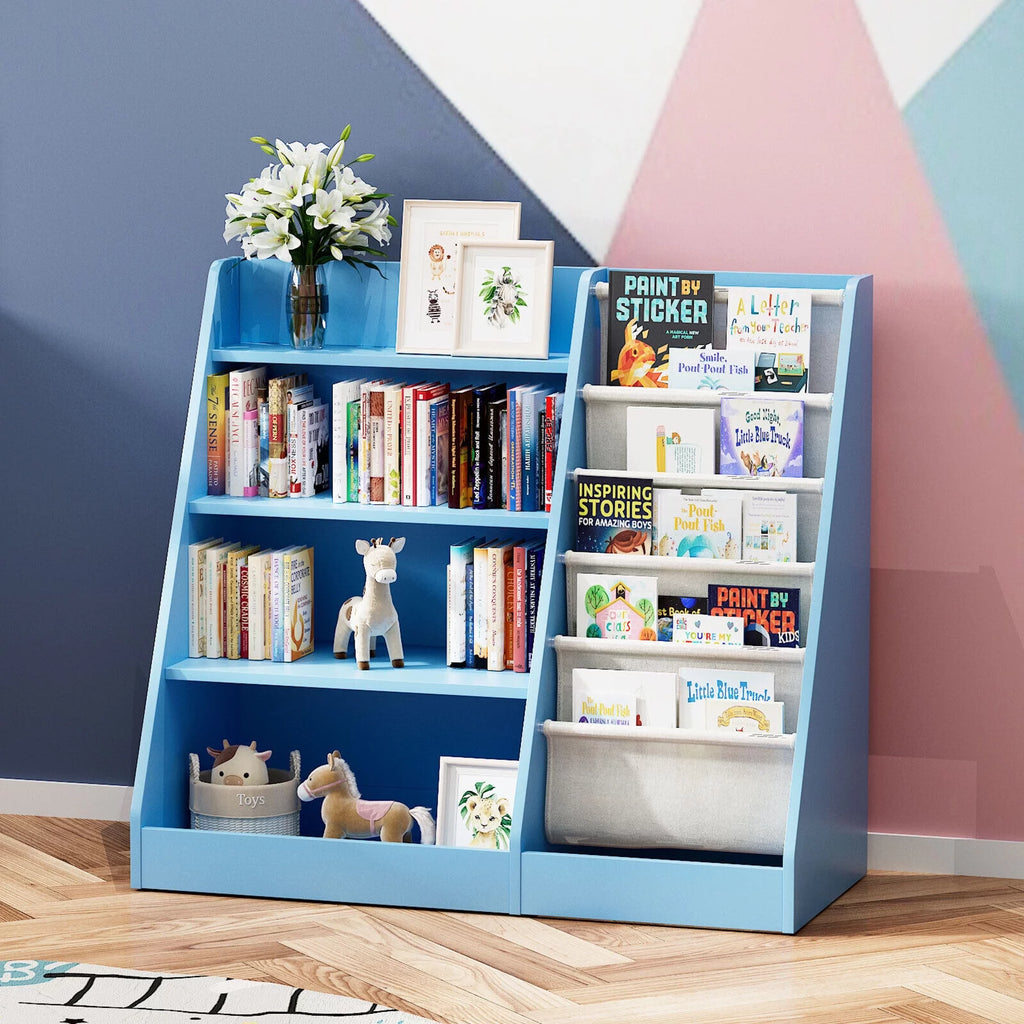 Blue 5-Layer Kids Wooden Bookshelf B174