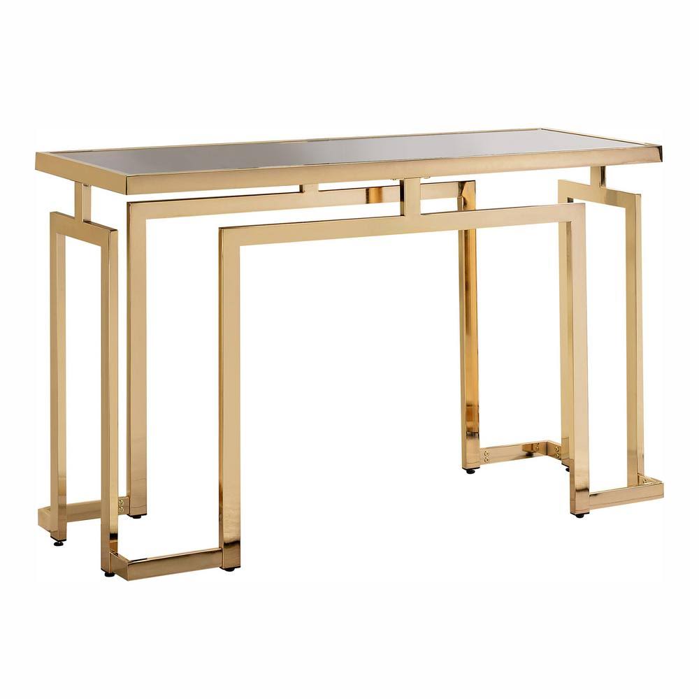 Gold Plating and Black Rectangular Glass Top Console Table K30323