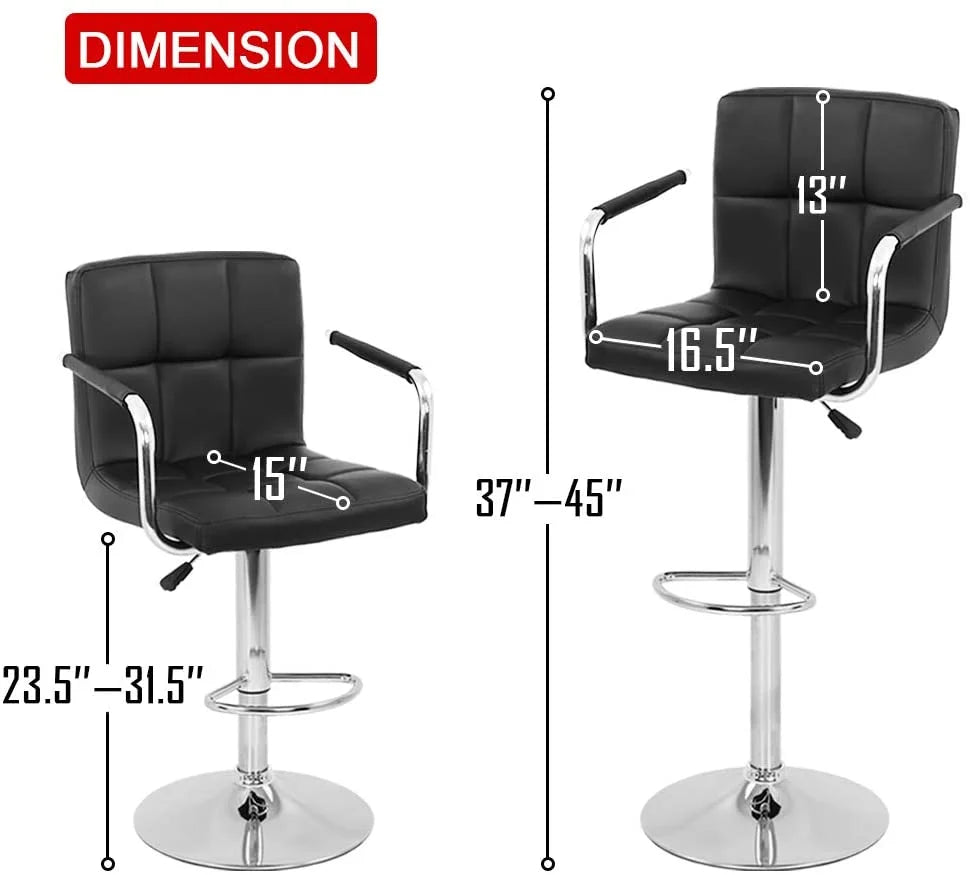 Set of 2 PU Leather Swivel Bar Stools with Armrest F717