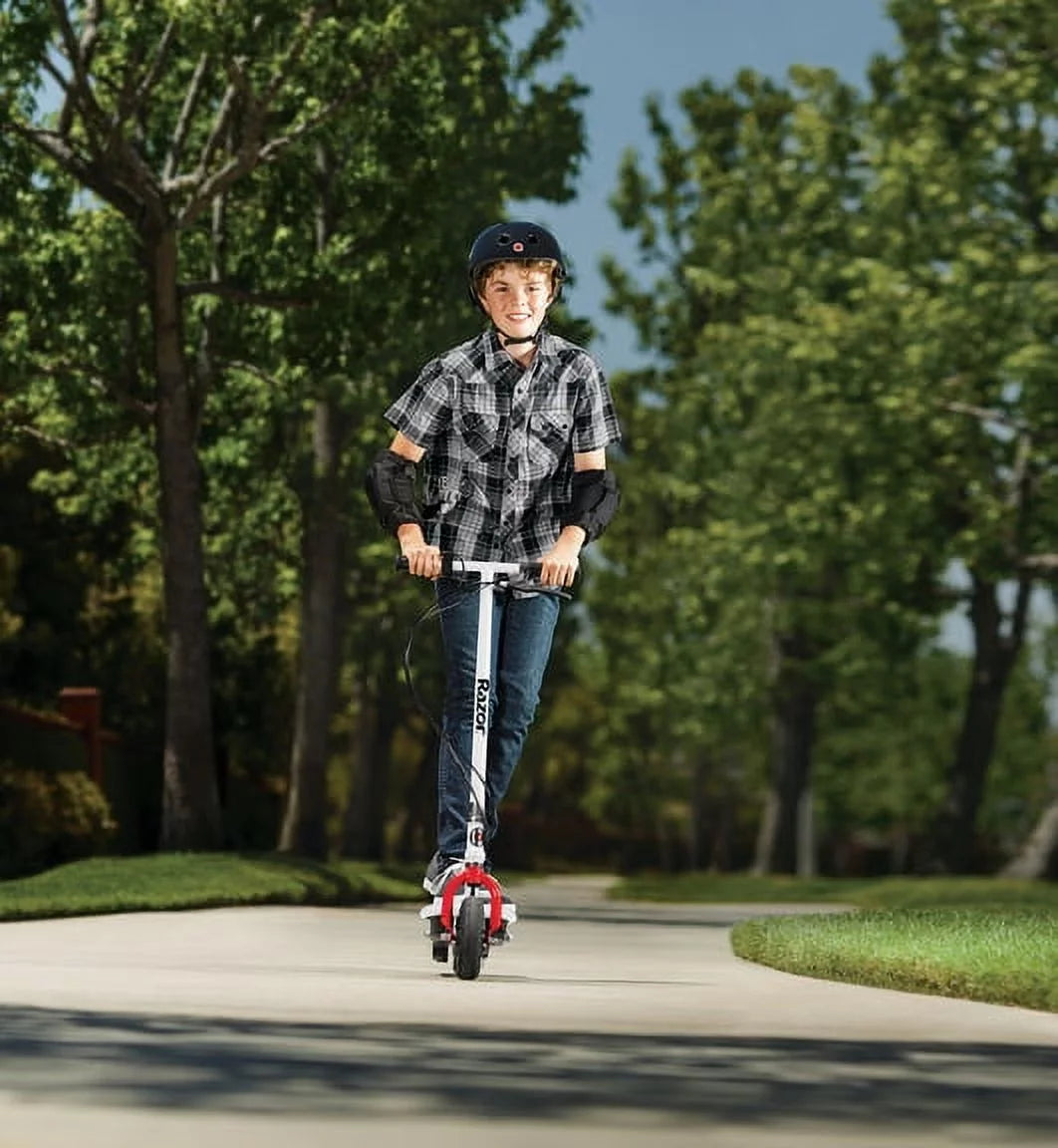 White Electric Scooter with 8" Pneumatic Front Tire D676624