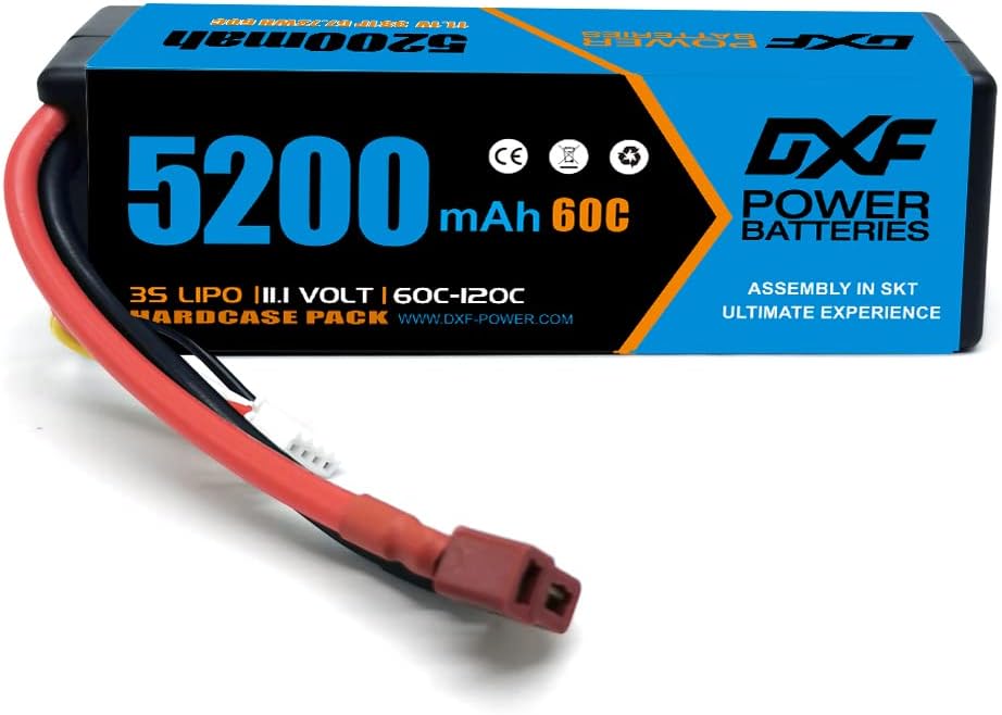 3S Lipo Battery 5200mAh 11.1V 60C Hard Case with Deans Connector (2 Pack) O838202