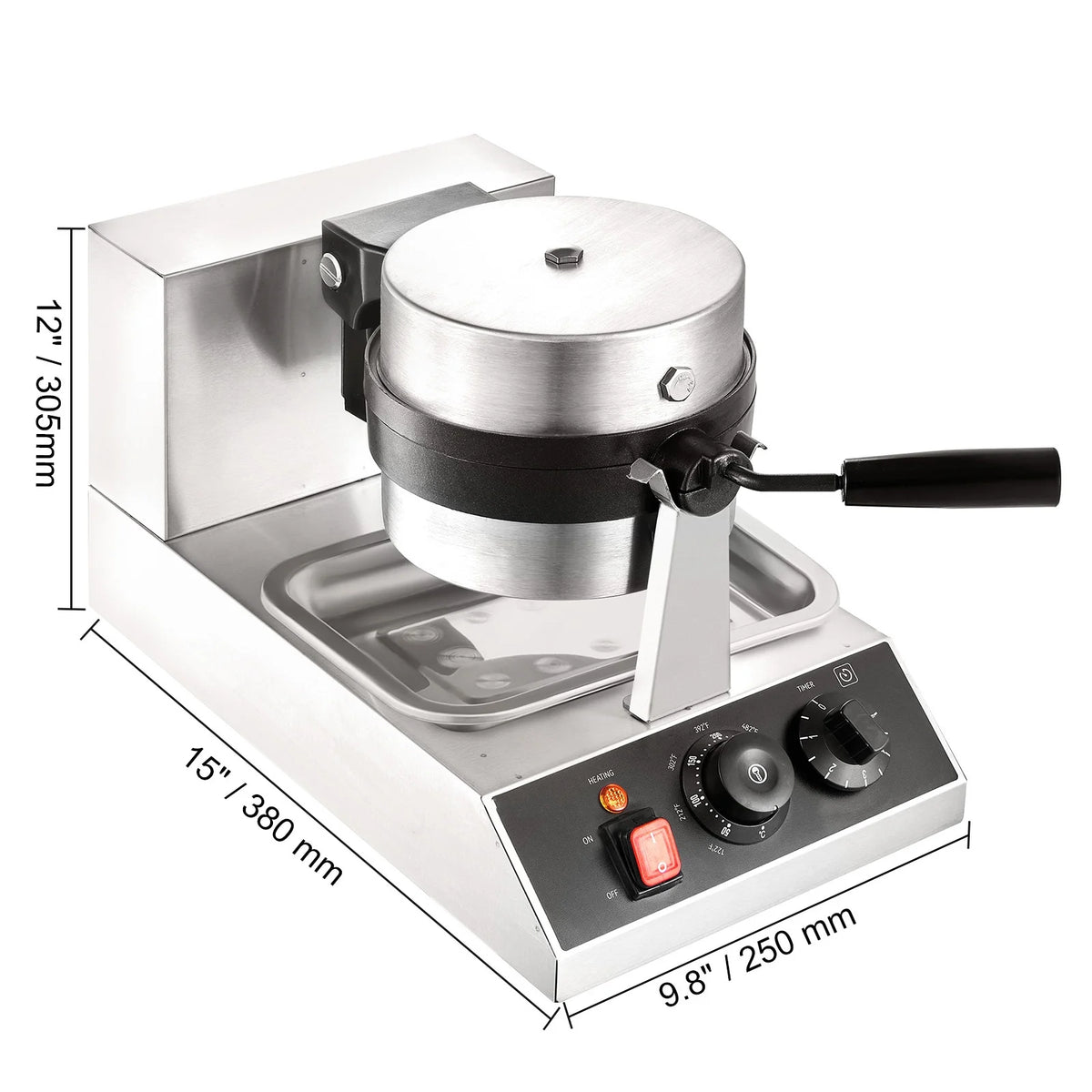 Round Waffle Maker 1300W Non-Stick Waffle Iron S429