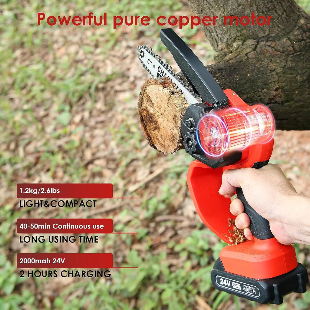Cordless 6 Handheld Electric Chainsaw with 2 Chains H181534