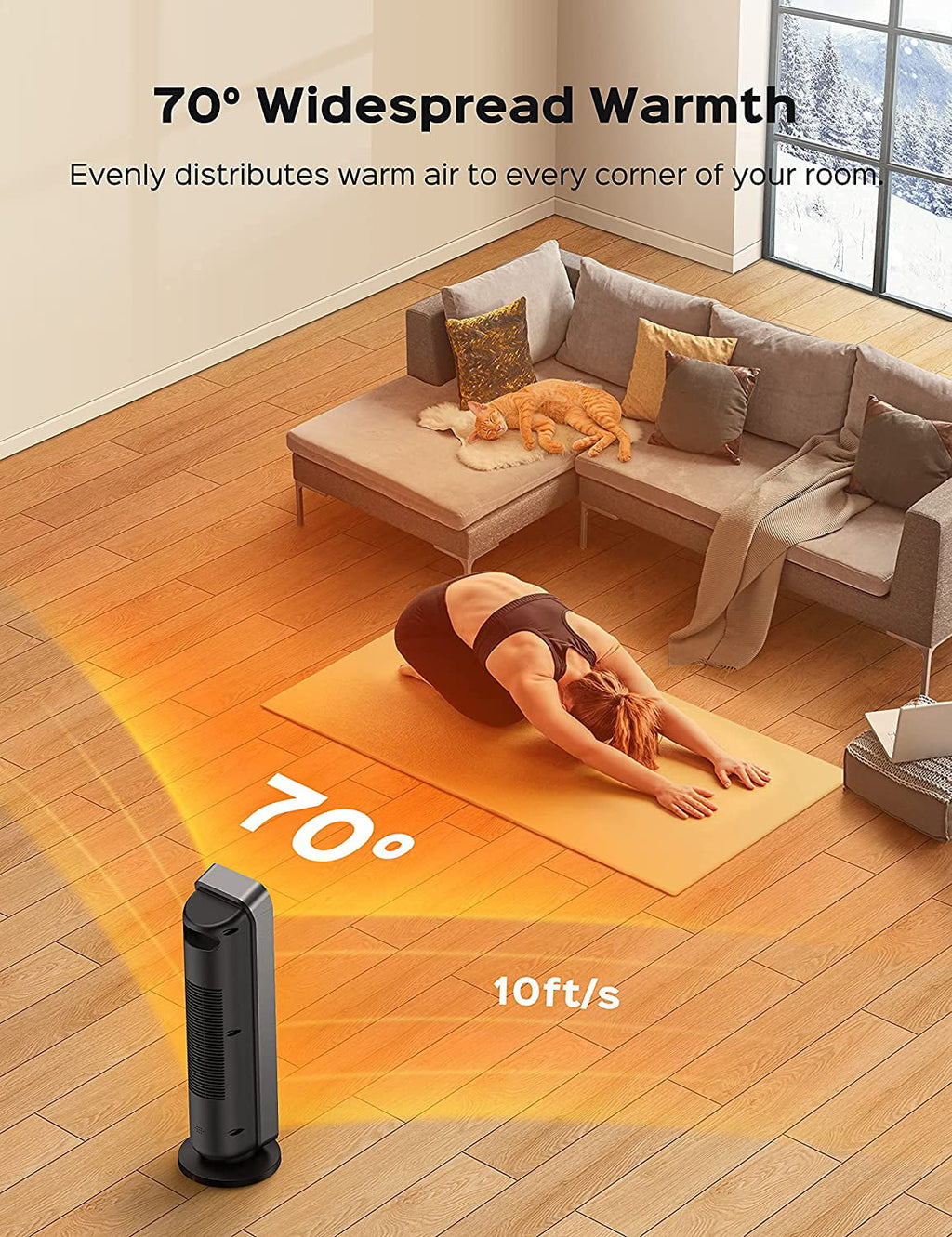 24" Black Portable Electric Ceramic Space Heater Y8158
